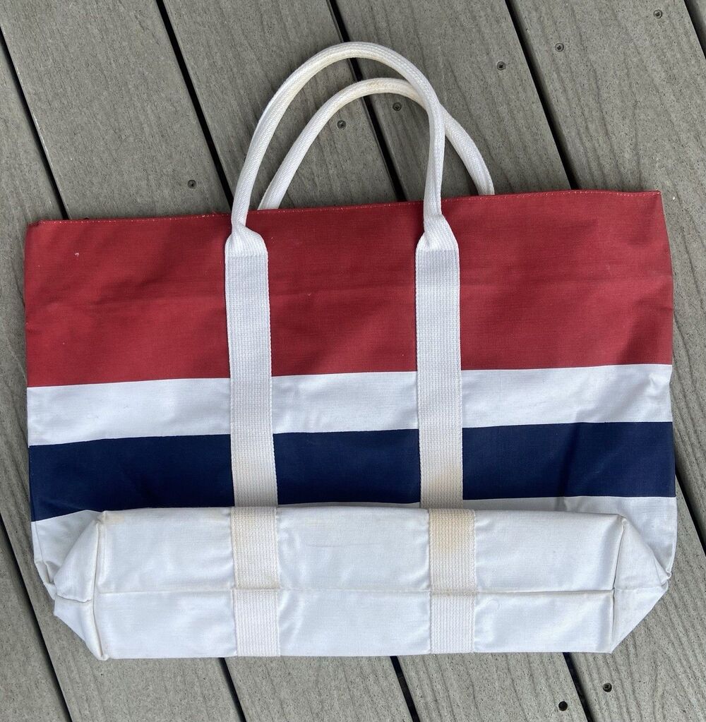 Ralph Lauren Striped Rugby Canvas Beach HUGE TOTE Bag Preppy Old Money Teacher - Picture 2 of 16